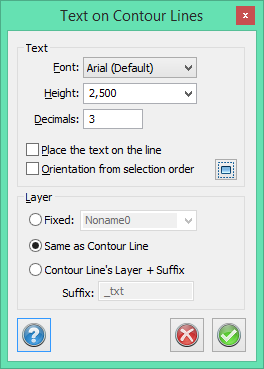 Topocad - Height (text) on contours