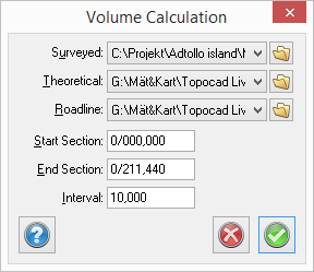 Topocad - Volume calculation by sections