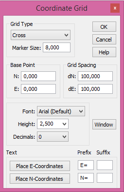 Topocad - Coordinates grid