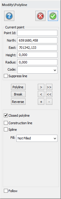 Topocad - Edit polyline