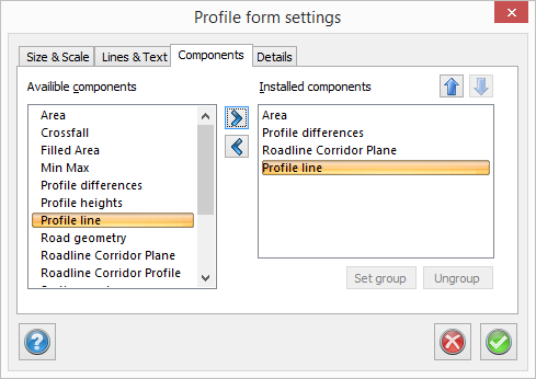 Topocad profile form