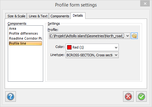 Topocad profile form