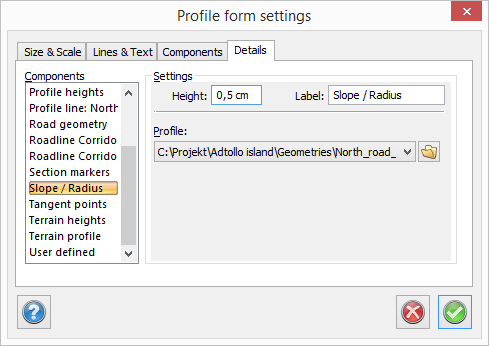 Topocad profile form