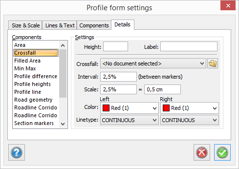 Topocad - Profile form - Crossfall